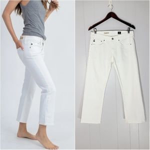 AG Adriano Goldschmied The Tomboy Cropped Relaxed Straight Leg White Jeans 29